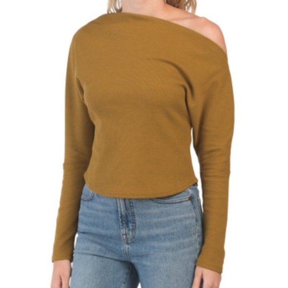 House of Harlow 1960 Sweaters - House of Harlow 1960 Waffle Knit Sweater Top Bronze Olive